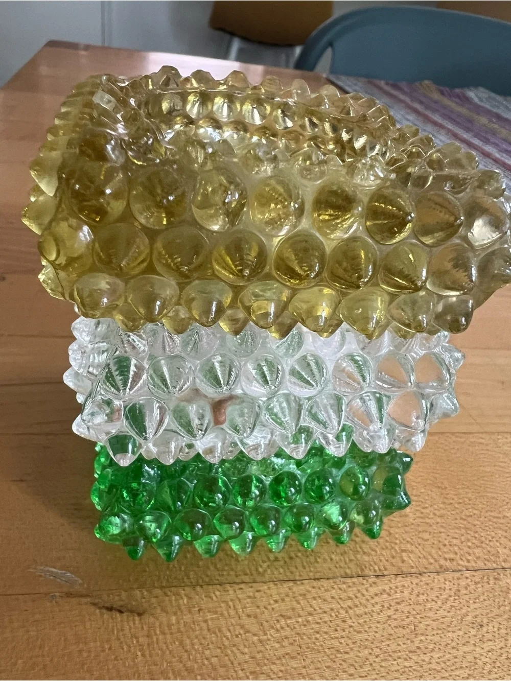 Vintage Master Salt Cellars Set Of 3 Grn/Y/white Hobnail MCM Bright Colors READ